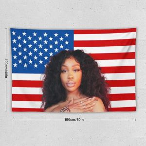 Akcesoria SZA Pink American Flag, duża różowa flaga, SZA Fan Funny Gift