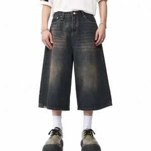 KAKAN - Nya koreanska versi Löst montering Wide Ben Retro Vintage Vintage Jeans för män, blossade beskurna jeans K50-493 L5S9#