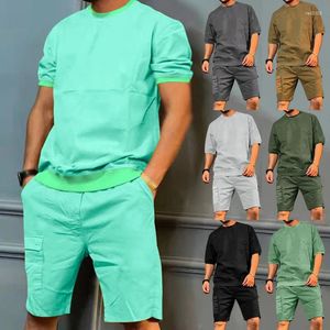 Men's Tracksuits 2024 Summer Sports Suit Multi-Bag Pants Trendy Casual Short-Sleeved Shorts Personalized