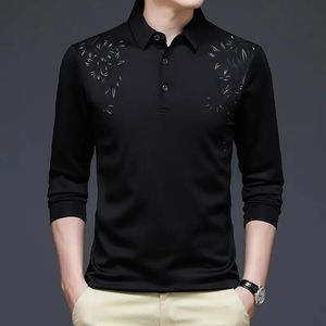 Polo Long Sleeve Mens Turndown Kragen T-Shirt Frühling Sommer gestreift