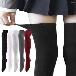 Kvinnors strumpor modeben över knä solida värmare höga 5 färger valfritt
