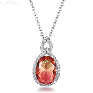 Pendant Necklaces TKJ Fashion Tourmaline Pendant Necklace Womens Gemstone Cubic Zirconia S925 Sterling Silver Unique Wedding Jewelry GiftC24326