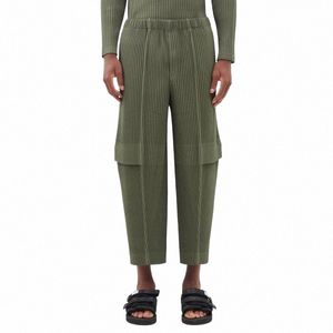 miyake pleated homme men cargo bants blant bants high weist chal-chlant bants e9jk#