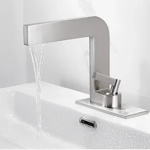 Bathroom Sink Faucets Creative Brass Single Hole Washbasin Durable Anti-Corrosion Faucet With Panel And Cold Water Vanity