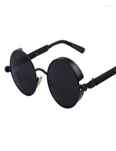 Okulary przeciwsłoneczne czarne okrągłe steampunk Mężczyznę mody projektant luksusowych klasycznych lusterek retro okularów słonecznych damskie koło 4876613