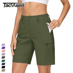 TACVASEN Summer Quick Dry Hiking Shorts Women Lightweight Breathable Jogging Shorts Gym Outdoor Cargo Work Shorts Zipper Pockets 240312