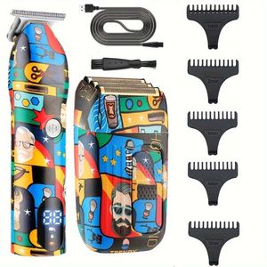 Conjunto de graffiti profissional Lâmina T, barbeador alternativo, aparador sem fio, máquina de cortar cabelo com zero lacunas masculina - kit de preparação para cortes de cabelo masculinos e aparar barba