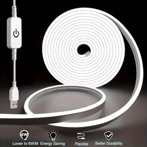 Sensore tattile Striscia luminosa a LED Dimmerabile Impermeabile Flessibile LED Luce al neon Nastro Cintura 5V USB Lampada di illuminazione per la decorazione della stanza