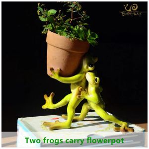 Planters Mini Plant Pot with Cut Frog Flower Pot Fairy Garden Animal Frog Succulent Pot Outdoor Decoration Clay Flowerpot