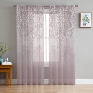 Persianas cortinas de tule mandala vintage flor meninos e meninas quarto sheer pendurado cortina sala estar cozinha gaze cortina