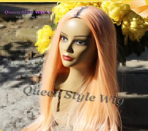 Mandarinenfarbene Haar-Perücke, synthetisches glattes orangefarbenes Haar, Fantasie-Farbe, Cosplay, keine Spitze, Lace-Front-Perücken für Drag Queen2927601