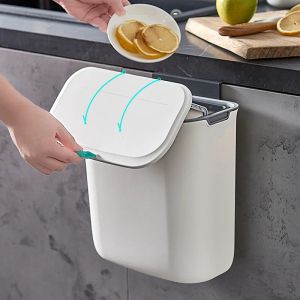 Bags Kitchen Trash Can Special Cabinet Door Wall Hanging Household Bathroom with Lid Kitchen Waste Storage Bin 100 Garbage Bags