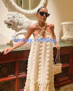 2023 Summer Hot Selling Womens Clothing Sexig mode hängande hals 3D -blommaklänning