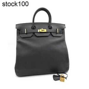 Hac Handbag Top Large Bag 50cm Family Customized Version Designer Totes Bags Black Collection Full Stitched Bk Genuine Leather GRW6