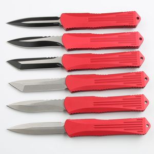 New CK High End AUTO Tactical Knife D2 Stone Wash/ Black Titanium Coated Blade CNC Red Aviation Aluminum Handle Outdoor EDC Pocket Knives With Nylon Bag