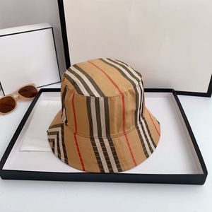 체크 무늬 패션 디자이너 버킷 모자 접이식 순수 면화 버킷 모자 줄무늬 여자 야외 선 스크린 해변 모자