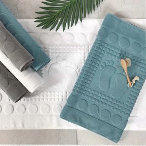 Mats Cotton Bath Mat White Blue Bathroom Carpets and Rugs Home Hotel SPA Shower Room Feet Towels Absorbent Toilet Tub Mats tapis