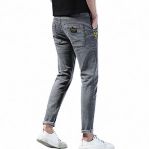 Herren Design Grey Jeans Jeans Casual Stretch Slim Small Feet LG Street Hosen FI Vielseitige tägliche Hose Frühling Sommer R45K#