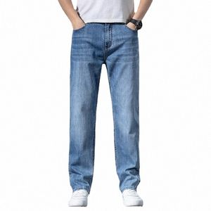 2022 Straight Cott Jeans Classic Style Busin Stretch Jeans Busin Fi Regular Fit Denim Pants Cott Trousers Male t7q2#