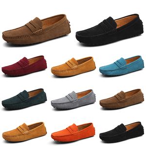 Män casual skor espadrilles trippel svart vit brun vin röd marin khaki herrar mocka läder sneakers glid på båt sko utomhus platt kör jogging promenad 38-52 A019