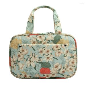 Storage Bags Portable Knitting Kit Case Organizer Bag Green Color With Flower Needles For Sewing Accessories