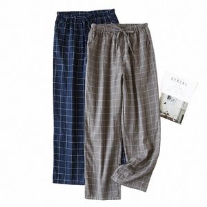 spring and summer new men's trousers 100% cott plaid pajama pants cott casual home pants plaid trousers men pajama pants 24eF#