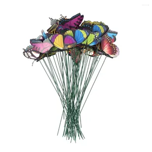 Kwiaty dekoracyjne 50pcs Butterflies Stakes Zestaw kolorowych do dekoracji doniczek kwiatowych
