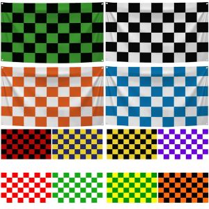 Acessórios 60x90cm 90x150 Preto Branco Vermelho Laranja Amarelo Verde Azul Checkered Racing Flag Poliéster Digital Impresso Banner Tapeçaria Cortina