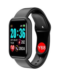 Y68 D20 Smart Watch Fitness Armband Blodtryck Hjärtfrekvensmonitor Pedometer Cardio Armband Män Kvinnor Smartur för iOS ANDR8036742