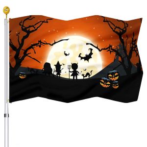 Akcesoria Happy Halloween Flagi Holiday House Indoor Party Outdoor Decoration Flag Dyni Spioky Witch Black Cat Ghost Castle Flagi nietoperzy