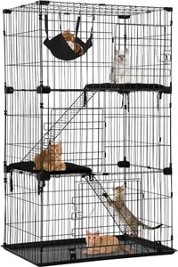 Cat Carriers 3-Tier 67 Inch Cage Enclosre Crate Ferret Kennel Playpen With Free Hammock 3 Bed Front Doors