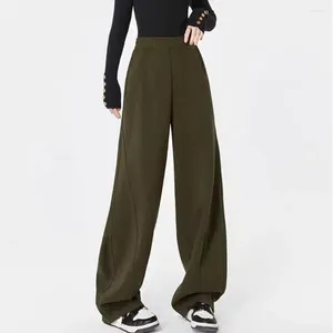 Calças femininas mulheres cintura alta elástica larga perna solta sweatpants profunda virilha reta grossa quente hip hop streetwear dança calças esportivas