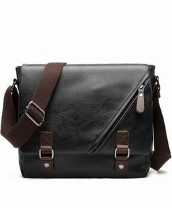 NOWOŚĆ Casual Casual Male Classic skórzana torba na ramię Cross Cross Body Laptop Projektantka pocztowa torba pocztowa z płóciennym paskiem 6739576