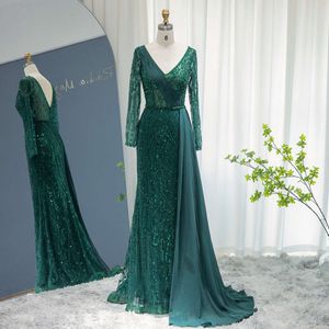 Green Mermaid Sharon Said Suknie wieczorowe Emerald Dubai dla kobiet ślub Aqua Overskirt Long Plus Size Party Suknie SS132