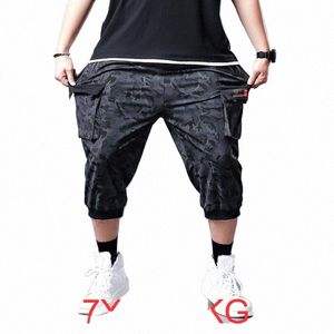 NOWOŚĆ Summer Men Casual Cargo Spodnie Pockets Pockets Plus Size 5xl 4xl 7xl Home Pants w stylu Korea Styl luźnego cielęcy Spodnie cienkie 140 kg Z6kg#