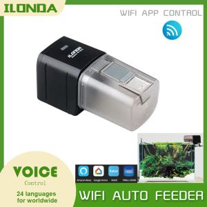 Alimentadores Ilonda Automático WiFi Alimentador de Peixes Aquário Inteligente Tartaruga Camarão Planta Tanque Koi Dispensador de Alimentos Produtos Acessórios Artigos Animais de Estimação