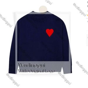 Unissex designer amis cardigan suéter masculino feminino coreano moda um padrão de coração em torno do pescoço malhas marca de luxo amante a linha pequena camisola de coração vermelho 300
