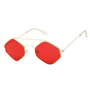 Top piccoli occhiali da sole ovali quadrati poligonali da uomo e da donna con montatura in metallo occhi a doppio raggio giallo rosso retrò tromba popolare rotonda femminile 5409894