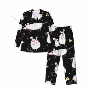 Conjuntos de pijama masculino ratos bonitos ratos engraçados pijamas para homem camisa lg manga masculina macia casa loungewear C1RX #