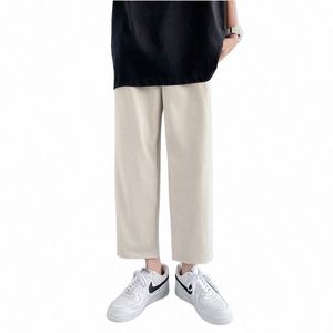 Mężczyźni Casual Suit Pants Solidne luźne spodnie kostki Sumne stylowe wszechstronne talia proste High Street Fi popularne 66 mm#