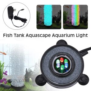 Aquários LED Aquarium Air Bubble Light Fish Tank Air Bubble Stone Disk para aquário de tanques de peixes Fazendo alteração de cor leve de oxigênio