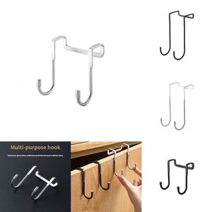 New 304 Stainless Steel Free Punching Double S-Shape Hook Kitchen Bathroom Cabinet Door Back Type Coat Towel Storage Hanger