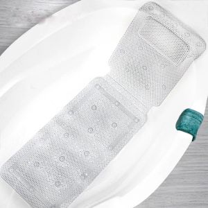 Tapete antiderrapante de banheiro, tapete de pvc oco com ventosa de travesseiro, tapete de banheira antiderrapante 125*36cm, almofada de banho branca