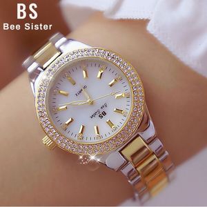 2019 Ladies Wrist zegarki Gold Watch Kobiety Kryształowe zegarki Diamentowe Zegarki ze stali nierdzewnej Srebrny zegar Kobiety Montre Femme 2018 Ly19259J