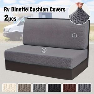 2pcs Elastic Jacquard RV Dining Chair Couch Sofa Camping Car Bench Slipcover Furniture Protection (1pc Cushion Cover + 1pc Backrest Cover)