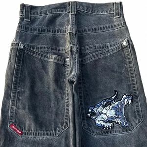 jnco Jeans Pants Y2K Mens Harajuku Hip Hop Carto Graphic Embroidered Baggy Jeans New Gothic High Waist Wide Trouser Streetwear C1K1#