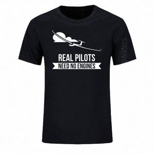 Pilotos reais não precisam de motores Sailplane ou Glider Men Oversized T-Shirt Design Summer Print Man Cott O Neck Marca T Shirt A20H #