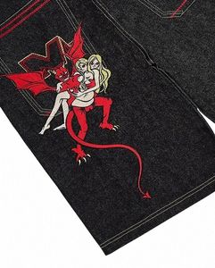 streetwear Shorts Y2K Pants Mens Hip Hop Evil Graphic Embroidery Denim Gym Shorts New Harajuku Gothic Men Basketball Shorts I7wl#