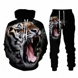NY FI Animal Tiger Hoodie tryckta män hoodies byxa kostym casual hooded tröja tröja tröjor spårsätt set män kläder a2ep#