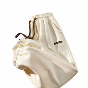 Calças masculinas inverno pelúcia calças quentes engrossado casual sólido cordão calças lazer calças esportivas unisex roupas moletom 85i1 #